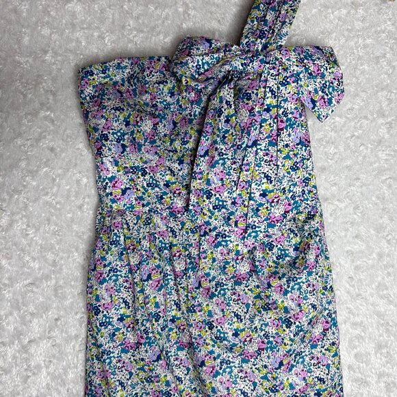J. Crew made with Liberty Fabric Colorful Floral Print Sheath One Shoulder Dress - Picture 2 of 8